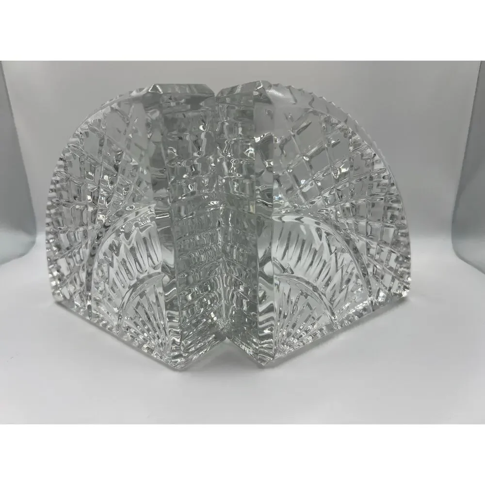 Vintage Waterford-inspired Quadrant-style heavy glass bookends – matching pair